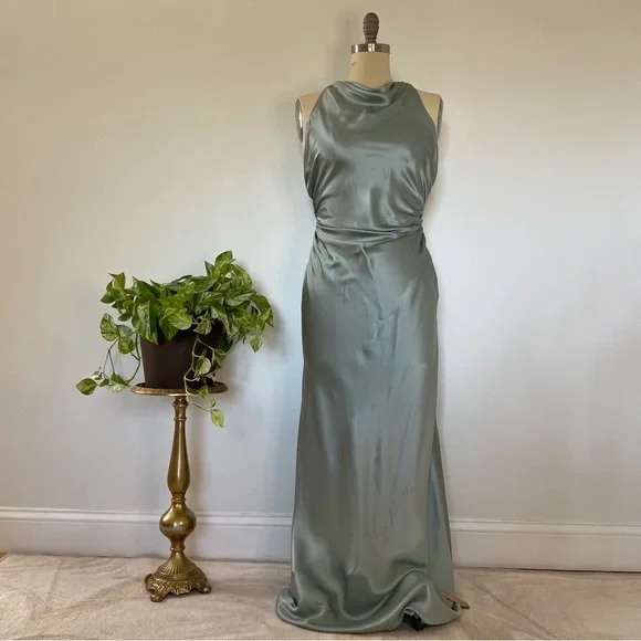 Reformation Anaiis Silk Dress in Aquamarine - Picture 4 of 11